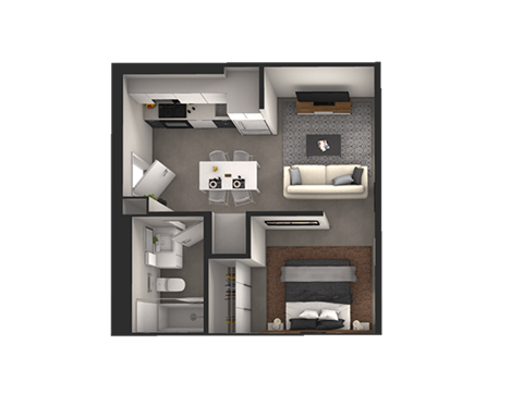 the bedroom floor plan of a 3d furnished apartment